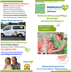 Flyer Pflege Daheim statt Pflegedienst und Pflegeheim